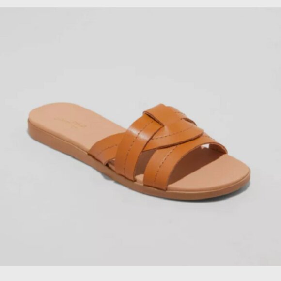 Universal Thread Cognac Kenzie Slide Sandals 7.5Wide - Picture 1 of 4
